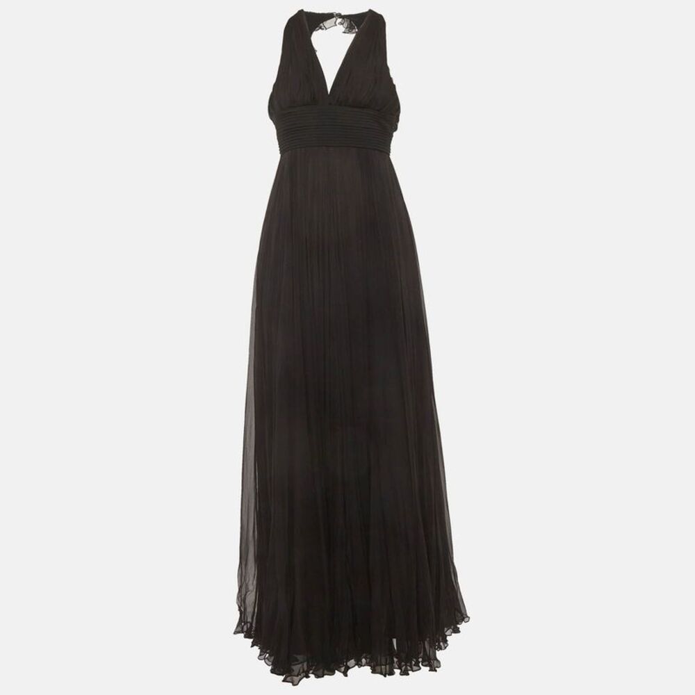 Versace Black Silk Halter Maxi Dress S